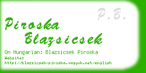 piroska blazsicsek business card